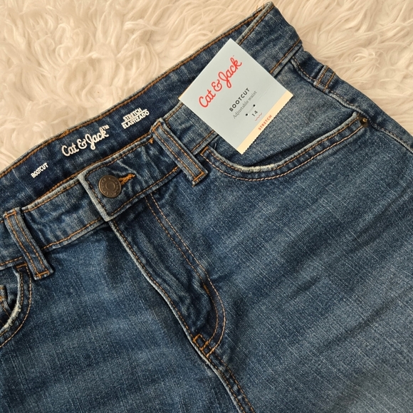 Cat & Jack Boys' Stretch Bootcut Jeans. Adjustable waist. Khaki Wash. Size 14. N - Picture 2 of 8